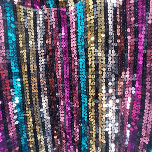 NWT New York & Company Dress S Full Sequin Surplice Flutter Sleeve Party Rainbow - Picture 6 of 9